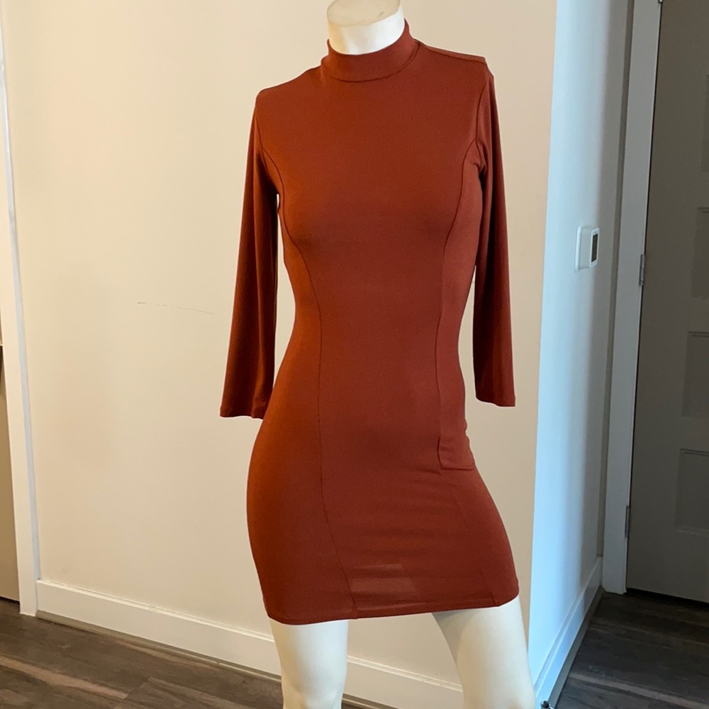 Burnt orange fitted dress